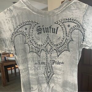 Vintage sparkling Sinful shirt worn once